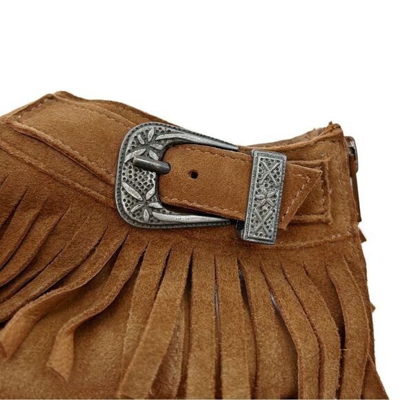 Curations Caravan Hero 2 Leather Fringe Silver Buckle Embellished Sandal Tan 6 - Picture 8 of 14